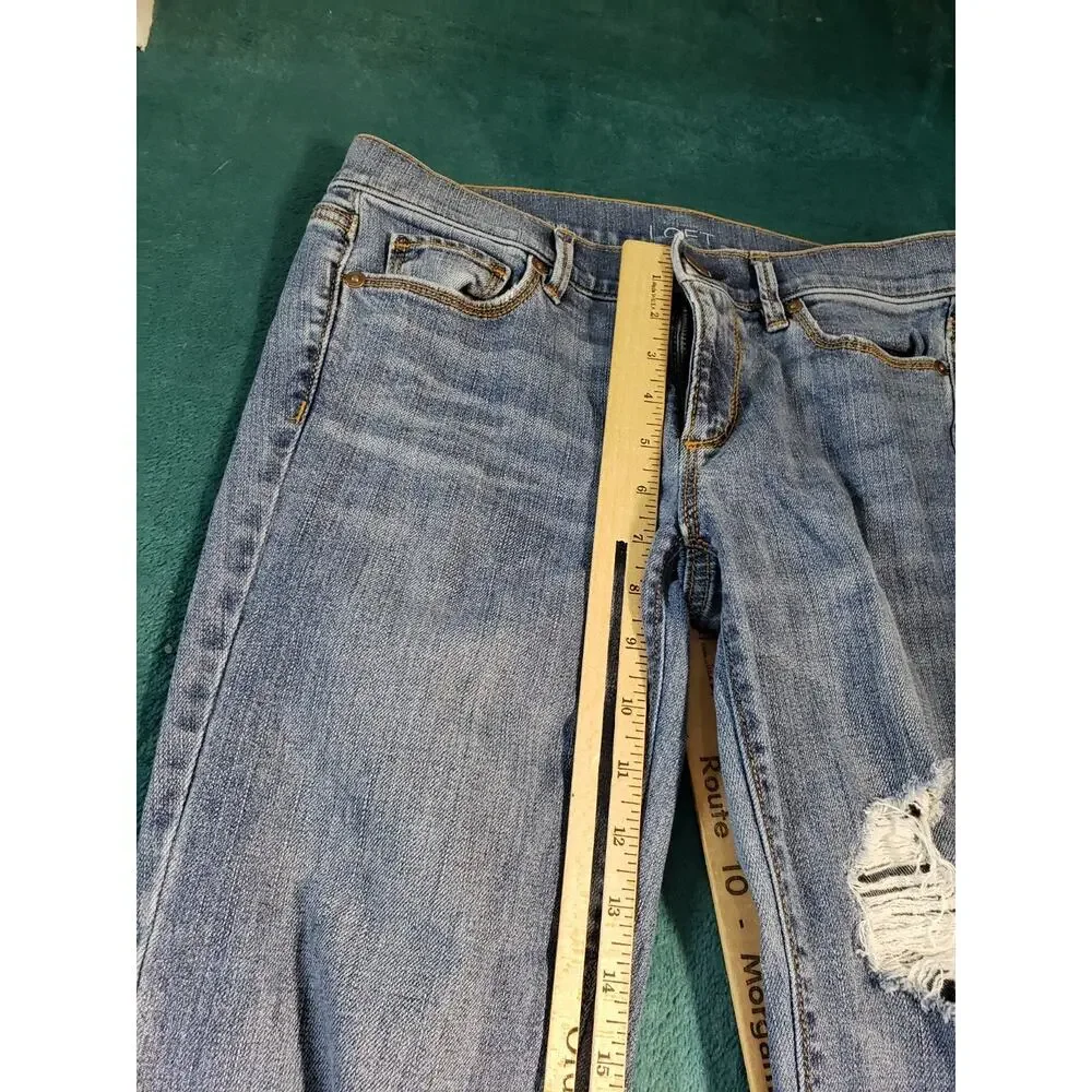 Loft Jeans Size 2 Petite Women Blue Pants Denim Stretch Mid Rise Modern Cropped